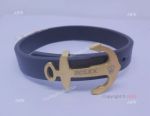 Replica Rolex Anchor Bracelet for sale / Black Leather and Gold Anchor